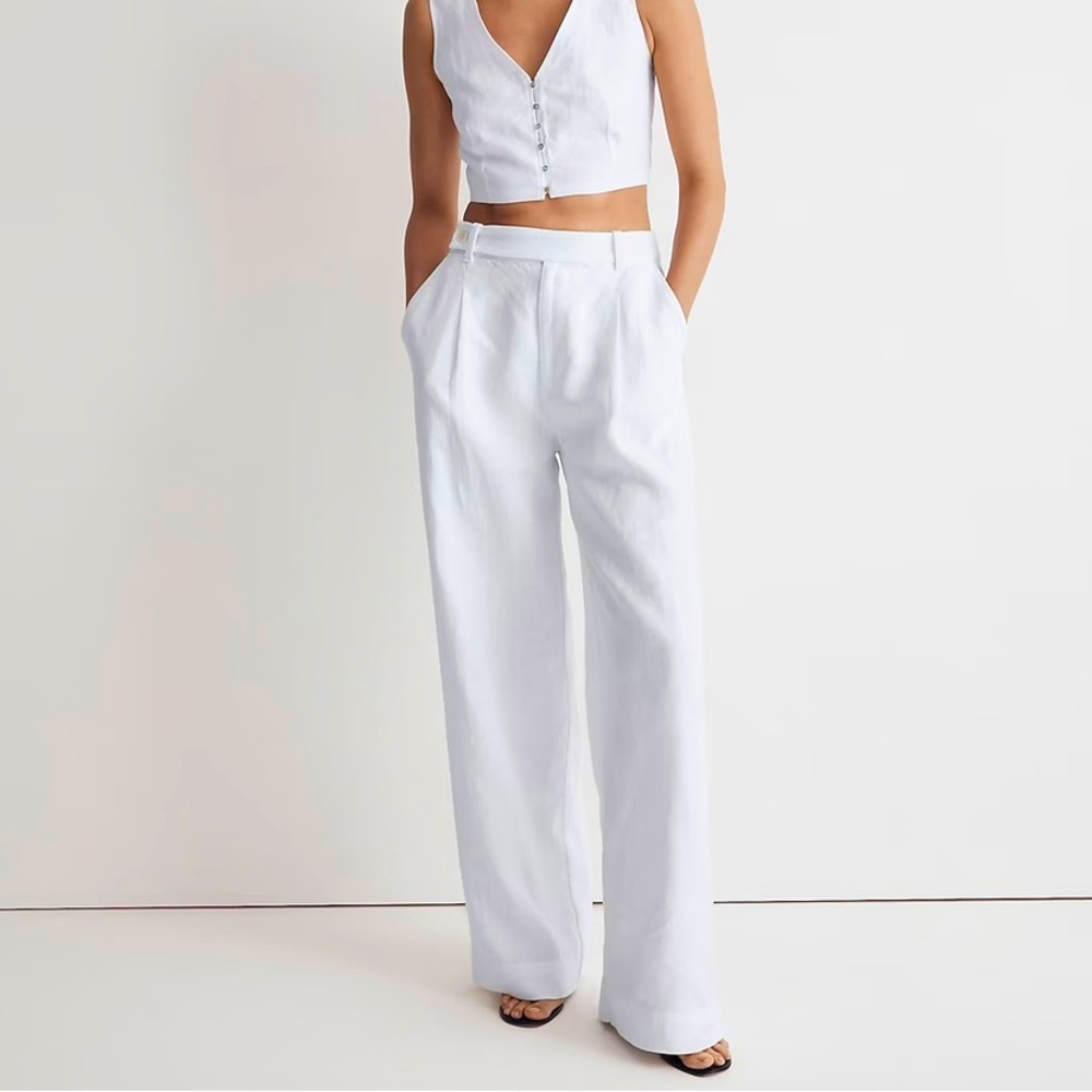 NWOT The Harlow Wide-Leg Pant in 100% Linen in White